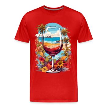 Strand Weinglas - Männer Premium Bio T-Shirt - Rot - Vorne - Damien (186cm)