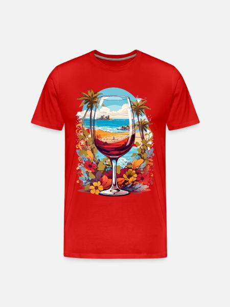 Strand Weinglas - Männer Premium Bio T-Shirt - Rot