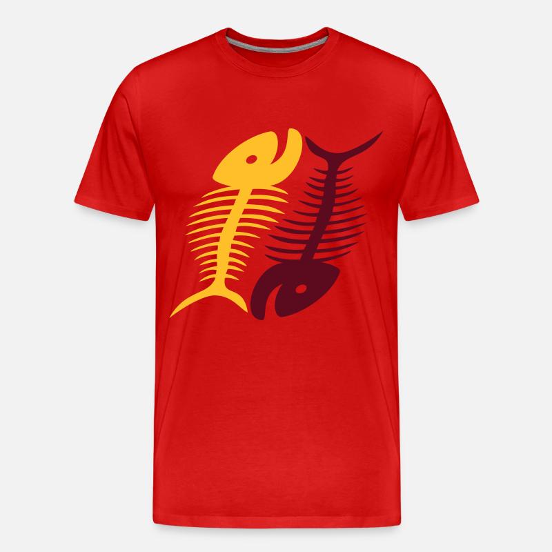 Smiling Fish Bones - Men's Premium Organic T-Shirt - red