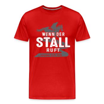 Pferd - Wenn der Stall ruft.. - Männer Premium Bio T-Shirt - Rot - Vorne - Damien (186cm)