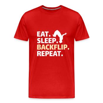 GYMNASTICS: eat,backflip,sleep,repeat - Männer Premium Bio T-Shirt - Rot - Vorne - Damien (186cm)