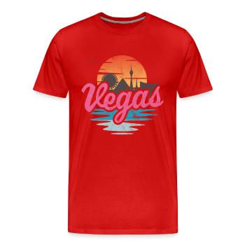 Ville de Vegas - T-shirt bio Premium Homme - rouge - Devant - Damien (186cm)