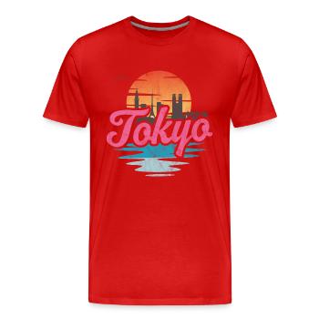 Tokio - Männer Premium Bio T-Shirt - Rot - Vorne - Damien (186cm)