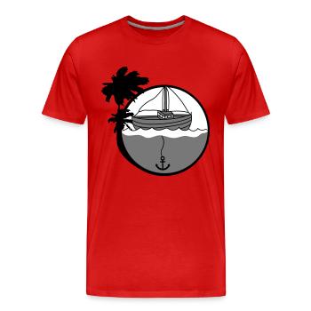 island holiday palm trees anchored anchor throw park b - Men's Premium Organic T-Shirt - red - Front - Damien (186cm)