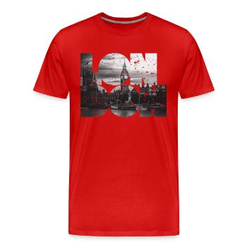 London - Männer Premium Bio T-Shirt - Rot - Vorne - Damien (186cm)