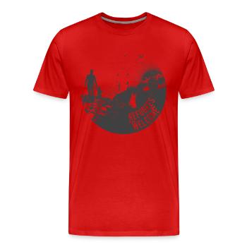 Refugees Welcome - Männer Premium Bio T-Shirt - Rot - Vorne - Damien (186cm)