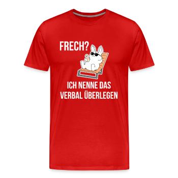 Frech Frecher Hase Statement Geek Spruch Geschenk - Männer Premium Bio T-Shirt - Rot - Vorne - Damien (186cm)