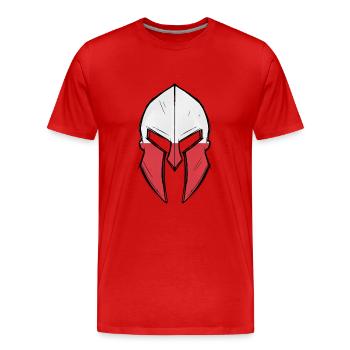 Drapeau de la Pologne dans le casque du guerrier spartiate - T-shirt bio Premium Homme - rouge - Devant - Damien (186cm)
