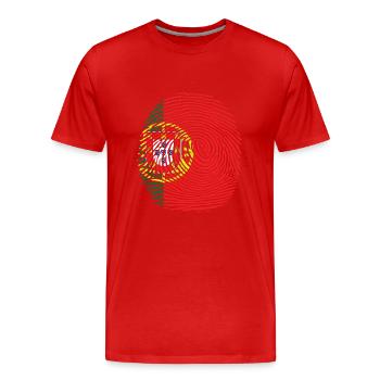 Empreinte digitale du drapeau du pays portugais - T-shirt bio Premium Homme - rouge - Devant - Damien (186cm)