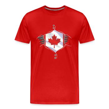 le drapeau canadien fier - T-shirt bio Premium Homme - rouge - Devant - Damien (186cm)