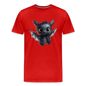 Niedlicher schwarzer Drache - Männer Premium Bio T-Shirt - Rot - Vorne - Damien (186cm)