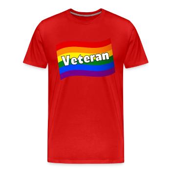 Gay Pride gay veteran rainbow flag LGBTQ pride - Men's Premium Organic T-Shirt - red - Front - Damien (186cm)