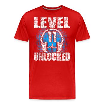 Level 11 Unlocked Geburtstagsgeschenk 11 Jahre - Männer Premium Bio T-Shirt - Rot - Vorne - Damien (186cm)