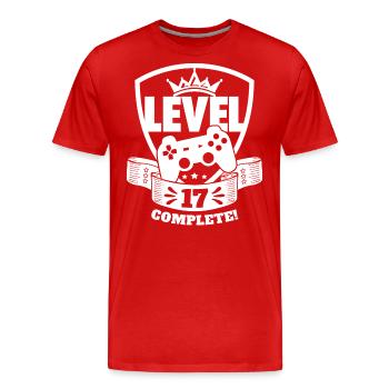 Level 17 Complete Geburtstagsgeschenk 17 Jahre - Männer Premium Bio T-Shirt - Rot - Vorne - Damien (186cm)