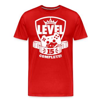 Level 15 Complete Geburtstagsgeschenk 15 Jahre - Männer Premium Bio T-Shirt - Rot - Vorne - Damien (186cm)