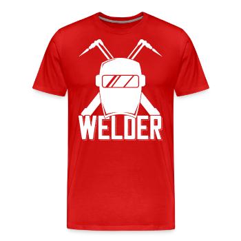 Casque de soudeur pour fiers métallurgistes - T-shirt bio Premium Homme - rouge - Devant - Damien (186cm)