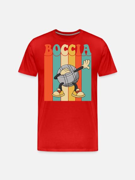 Giocatore di bocce che tampona la palla di bocce con le bocce - Maglietta ecologica premium da uomo - rosso