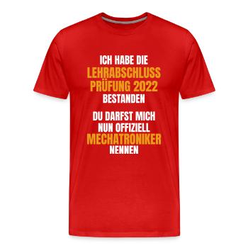 Mechatroniker Ausbildung 2022 Prüfung bestanden - Männer Premium Bio T-Shirt - Rot - Vorne - Damien (186cm)