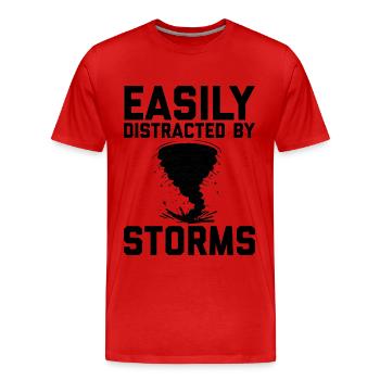Sturmjäger Sprüche | Gewitter Meteorologe Geschenk - Männer Premium Bio T-Shirt - Rot - Vorne - Damien (186cm)