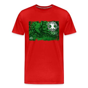 chêne avec arbre de vie vert - T-shirt bio Premium Homme - rouge - Devant - Damien (186cm)