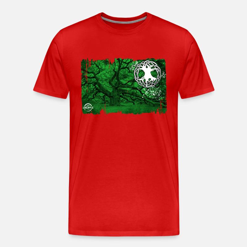 eiche mit lebensbaum grün - Männer Premium Bio T-Shirt - Rot