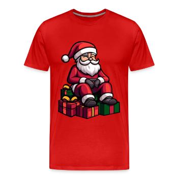 Cadeaux de Noël du Père Noël - T-shirt bio Premium Homme - rouge - Devant - Damien (186cm)