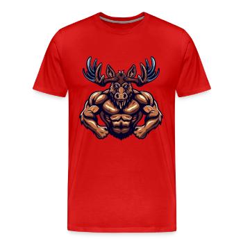Musculation Moose Muscles Musculation - T-shirt bio Premium Homme - rouge - Devant - Damien (186cm)