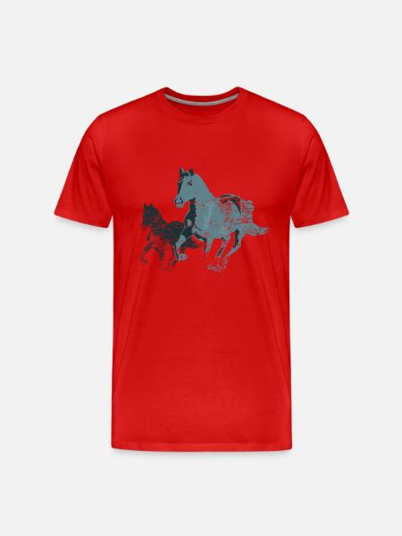 Pferde Horses - Männer Premium Bio T-Shirt - Rot