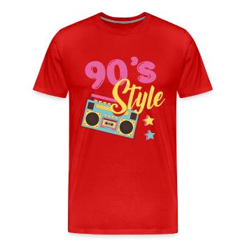Stil der 90er Jahre - Männer Premium Bio T-Shirt - Rot - Vorne - Damien (186cm)