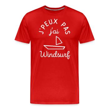 J Peux pas J Ai Windsurf - T-shirt bio Premium Homme - rouge - Devant - Damien (186cm)