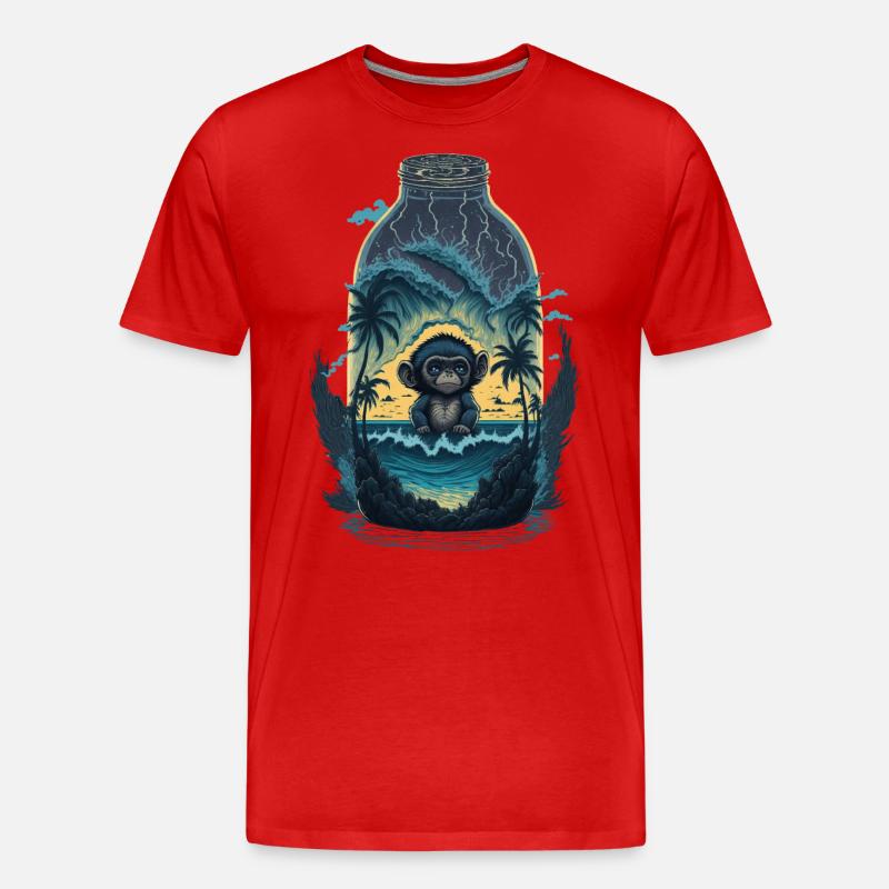 Affe - Männer Premium Bio T-Shirt - Rot