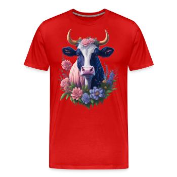Vache - T-shirt bio Premium Homme - rouge - Devant - Damien (186cm)