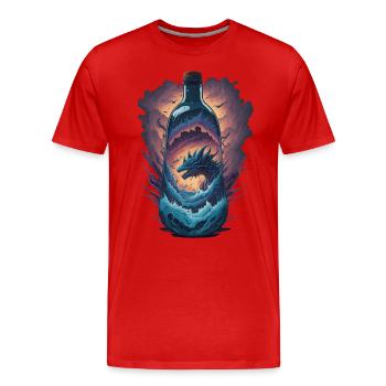 Dragon Bottle - Men's Premium Organic T-Shirt - red - Front - Damien (186cm)