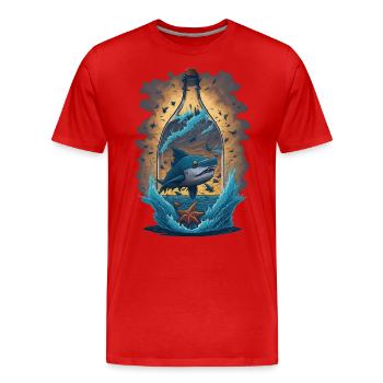 Bouteille de requin - T-shirt bio Premium Homme - rouge - Devant - Damien (186cm)