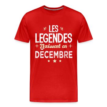légendes naissent en decembre anniversaire - T-shirt bio Premium Homme - rouge - Devant - Damien (186cm)