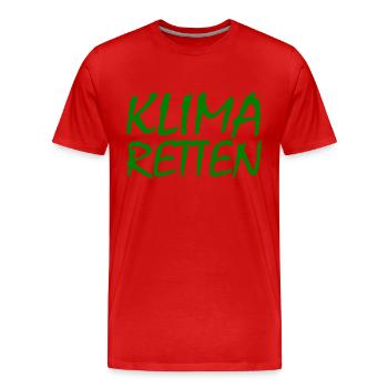 Klima retten - Männer Premium Bio T-Shirt - Rot - Vorne - Damien (186cm)