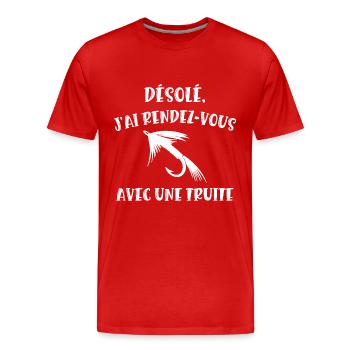rendez-vous avec une truite - T-shirt bio Premium Homme - rouge - Devant - Damien (186cm)