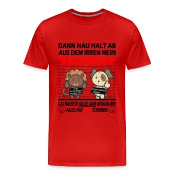 Abschiedsgeschenk für Personal - Mittelfinger - Männer Premium Bio T-Shirt - Rot - Vorne - Damien (186cm)