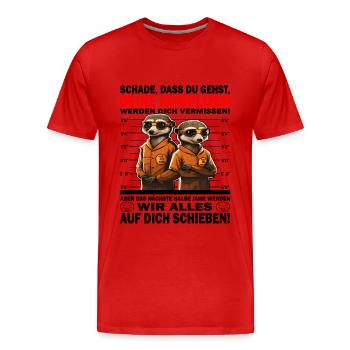 Glückwunsch zur Flucht aus der Anstalt Jobwechsel - Männer Premium Bio T-Shirt - Rot - Vorne - Damien (186cm)