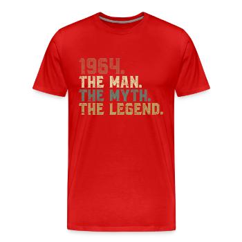 Born in 1964, the man, the myth, the legend - Men's Premium Organic T-Shirt - red - Front - Damien (186cm)