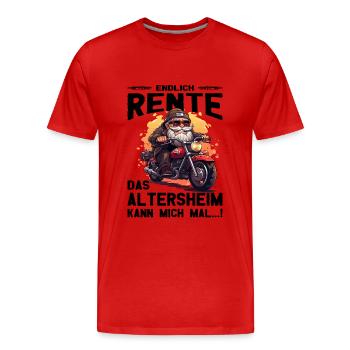 Endlich Rente Biker Opa - Motorradfahrer - Biker - Männer Premium Bio T-Shirt - Rot - Vorne - Damien (186cm)