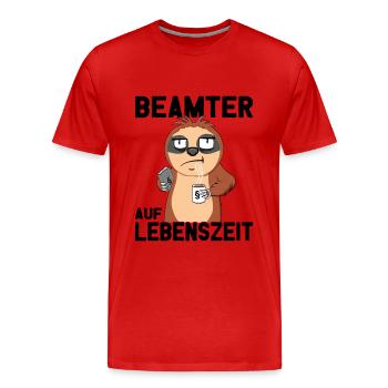 Beamtensprüche - öffentlicher Dienst - Faultier - Männer Premium Bio T-Shirt - Rot - Vorne - Damien (186cm)