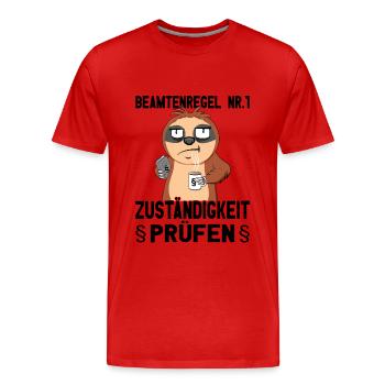Beamtensprüche - öffentlicher Dienst - Faultier - Männer Premium Bio T-Shirt - Rot - Vorne - Damien (186cm)