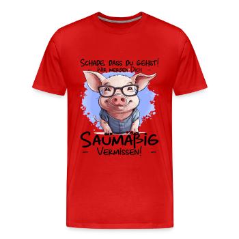Schade dass du gehst | Jobwechsel Kollegengeschenk - Männer Premium Bio T-Shirt - Rot - Vorne - Damien (186cm)