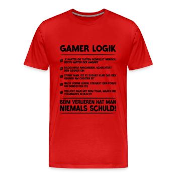 Gamer Logik | Gaming & Zocken - Männer Premium Bio T-Shirt - Rot - Vorne - Damien (186cm)