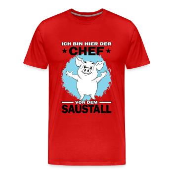 Ich bin der Chef | Bauer Führungskraft Landwirt - Männer Premium Bio T-Shirt - Rot - Vorne - Damien (186cm)