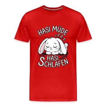 Hasi müde Hasi schlafen | Offizielles Schlafshirt - Männer Premium Bio T-Shirt - Rot - Vorne - Damien (186cm)
