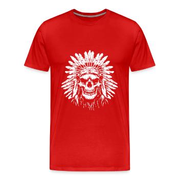 Chief Skull Indian - Men's Premium Organic T-Shirt - red - Front - Damien (186cm)