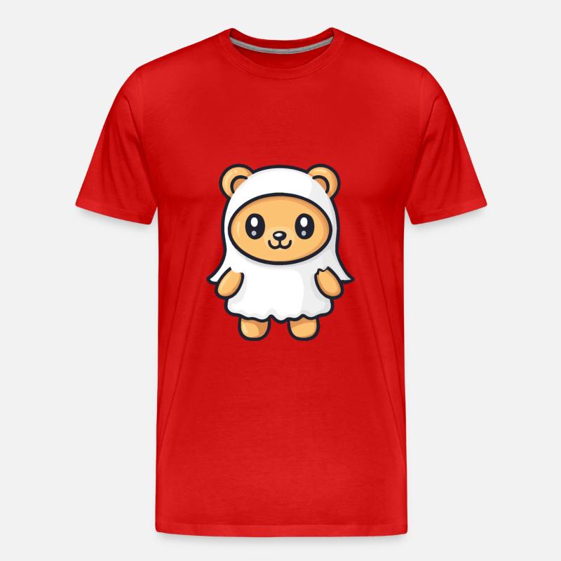 Bär Halloween Comic Geist - Männer Premium Bio T-Shirt - Rot