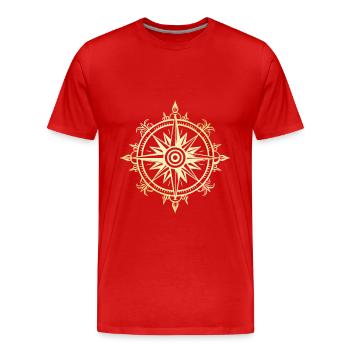 Boussole Or - T-shirt bio Premium Homme - rouge - Devant - Damien (186cm)